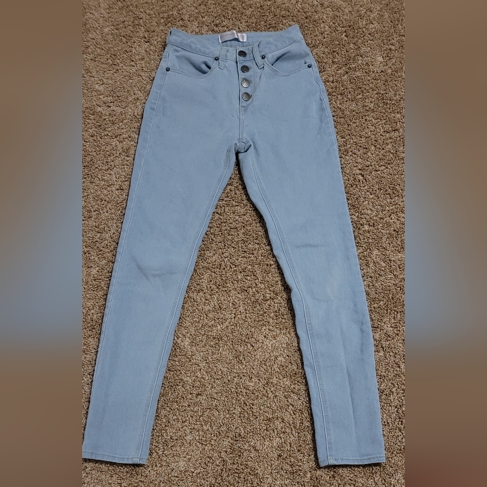 No Boundary Women/Junior Cotton High Waisted Jeans, Color: Light Wash, Size: 3